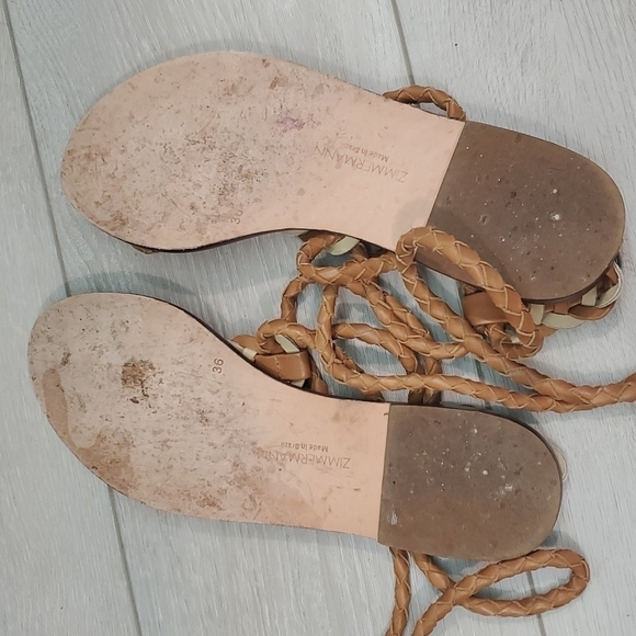 Zimmermann Womens Link Weave Tie Leather Gladiator Flats Sandals sz 36 US 5.5 - Picture 12 of 15